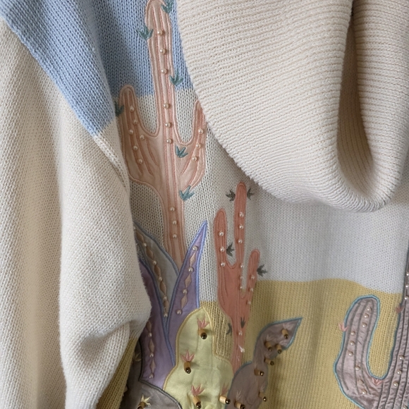 Franco Valerie M Vintage 90s Artsy Fun Eclectic Embroidered Beaded Turtleneck - Picture 8 of 15